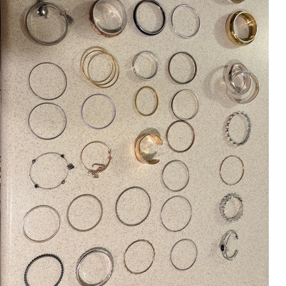 Mixed Fashion 38 piece Bracelet Lot Gold Silver Tone Bangles Cuffs Charms Boho
